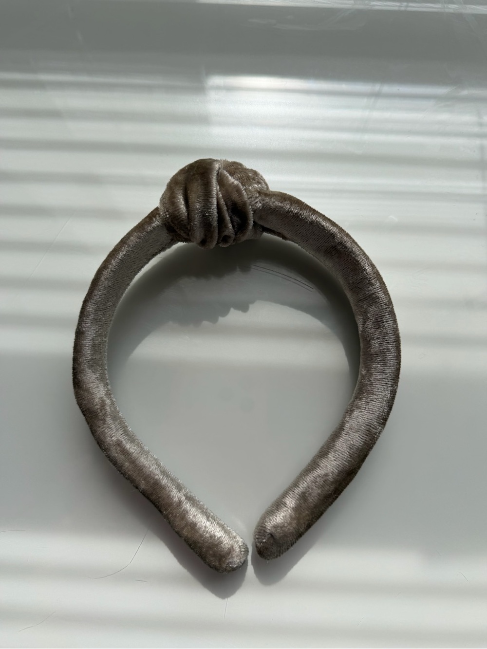 Velvet Knot Headband in Taupe